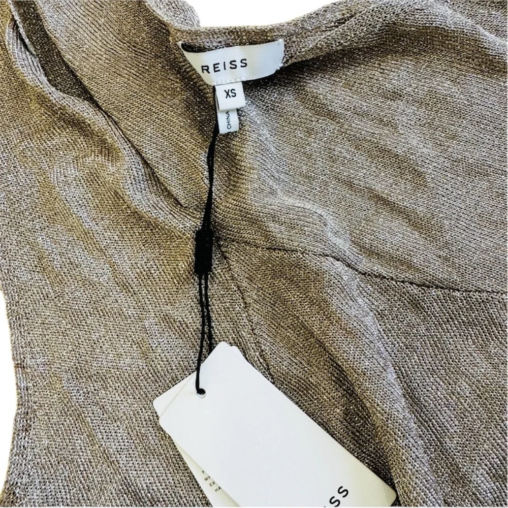 Reiss metallic criss cross halter top in silver NEW - Picture 9 of 9